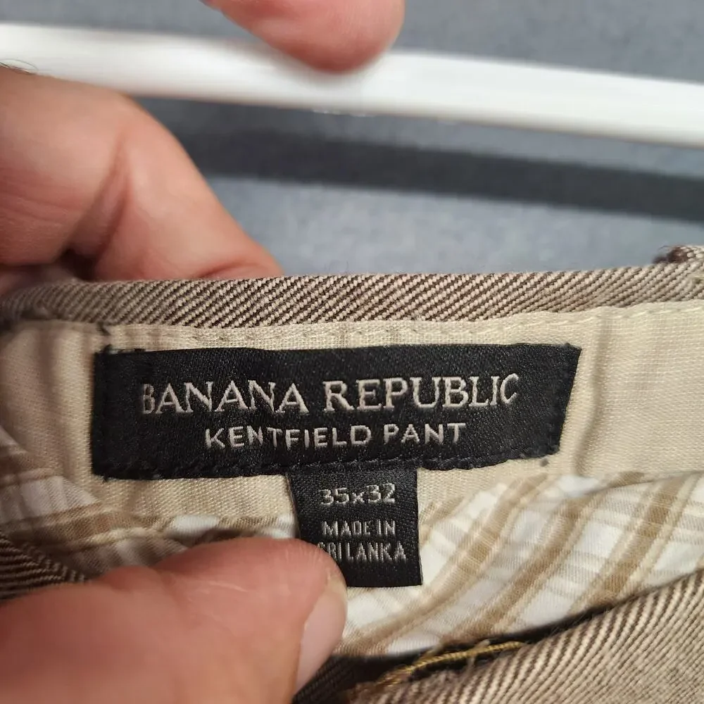 Banana Republic Kentfield Pant Men 34x30 Tan Twill Chino Trouser Tagged 35x32
